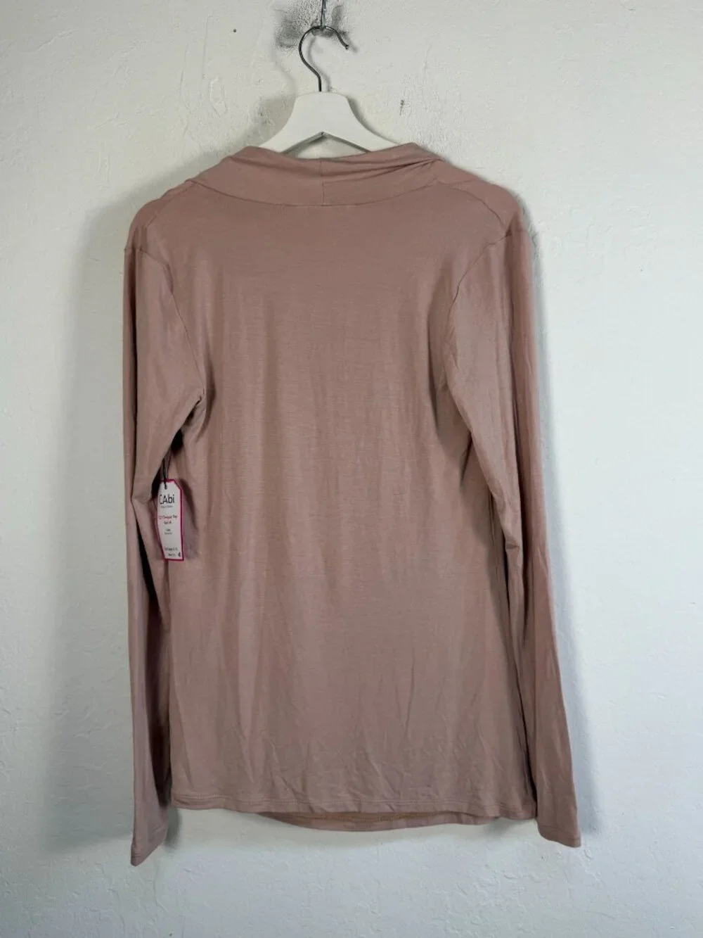 Cabi 621 Designer Top Womens Medium Blush Pink Cowl Neck Drape Knit Blouse New